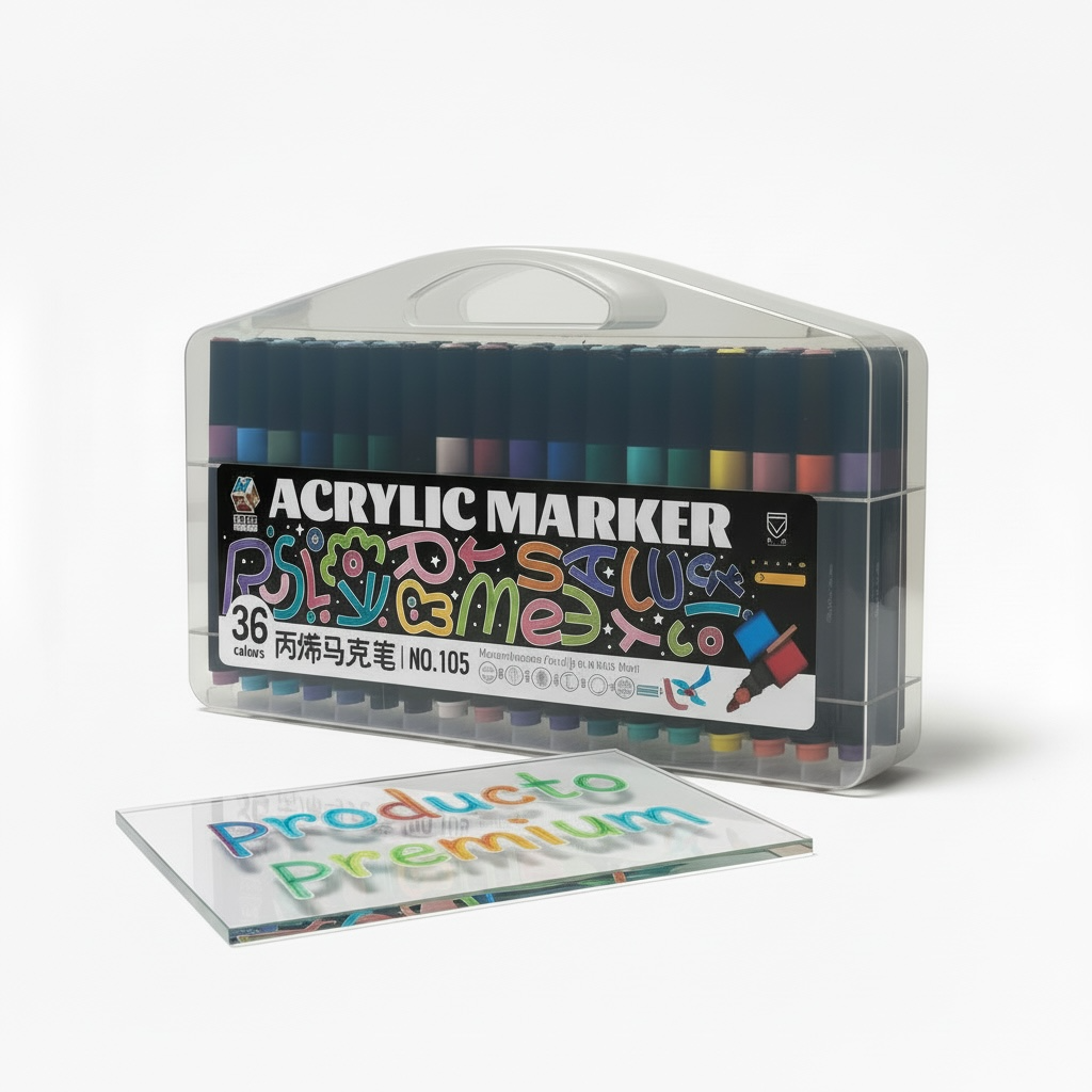 Photoroom_20260328_094051 MARCADORES ACRILICOS BRUSH EN VALIJA *36 UNITOYS SY9850 / SY10224 - Imagen 1